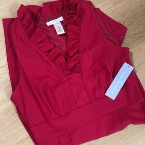 NWT London Times Sleeveless Ruffle Dress in PINK